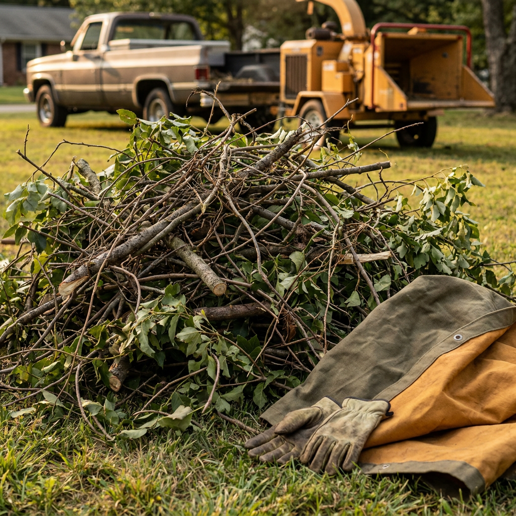 Neat pile of cut brush ready for haul off